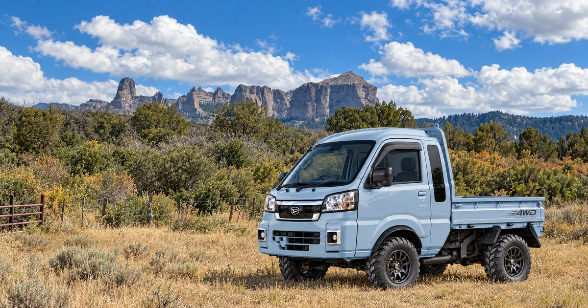 Generated illustration of a silver-blue Hijet Jumbo in the Ridgway Picture Corral